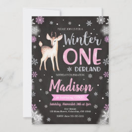 Winter ONEderland Deer 1st Birthday Uitnodiging