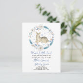 Winter ONEderland Deer Floral Baby's 1ste verjaard Uitnodiging Briefkaart (Staand voorkant)