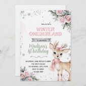 Winter Onederland deer invitation Kaart (Voorkant / Achterkant)