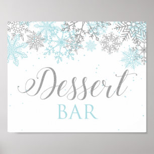 Winter Onederland Dessert Bar Bord Blauwe Sneeuwvl Poster