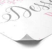 Winter Onederland Dessert Bar Sign Pink Snowflakes Poster (Hoek)