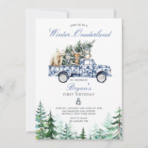 Winter Onederland Dieren Chinoiserie 1e verjaardag Kaart