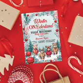 Winter ONEderland Dieren Eerste Verjaardagsfeest Kaart