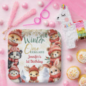 Winter ONEderland Dieren Kerstmis 1e verjaardag Papieren Bordje (Feest)