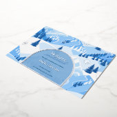 Winter Onederland Eerste Birthday Mountain Snow Folie Uitnodiging (Gedraaid)