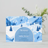 Winter Onederland Eerste Birthday Mountain Snow Folie Uitnodiging (Staand Voorkant)