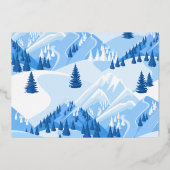 Winter Onederland Eerste Birthday Mountain Snow Folie Uitnodiging (Achterkant)