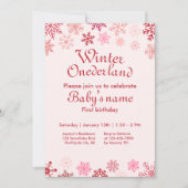 Winter Onederland Eerste Birthday roze sneeuwvlok Kaart (Voorkant)