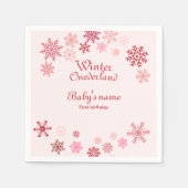 Winter Onederland Eerste Birthday roze sneeuwvlok Servet (Voorkant)
