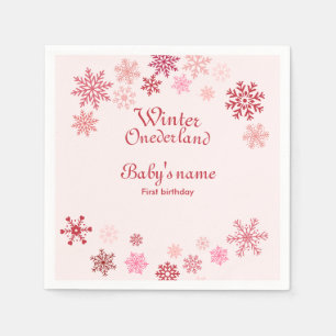 Winter Onederland Eerste Birthday roze sneeuwvlok Servet