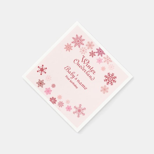 Winter Onederland Eerste Birthday roze sneeuwvlok Servet (Hoek)