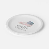 Winter Onederland Eerste Birthday roze vrachtwagen Papieren Bordje (Gekanteld)