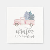 Winter Onederland Eerste Birthday roze vrachtwagen Servet (Voorkant)
