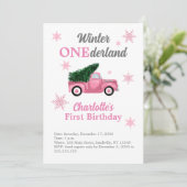 Winter ONEderland Eerste Birthday-uitnodigingen Kaart (Staand voorkant)