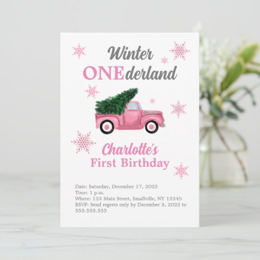 Winter ONEderland Eerste Birthday-uitnodigingen Kaart (Staand voorkant)