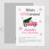 Winter ONEderland Eerste Birthday-uitnodigingen Kaart (Voorkant / Achterkant)