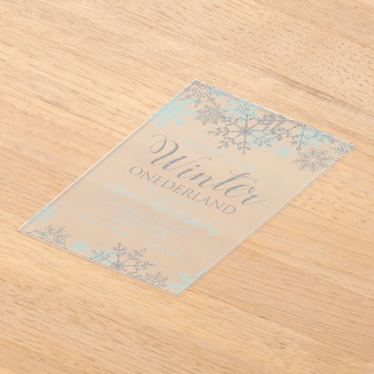 Winter Onederland Eerste dag Uitnodigingsblauw Acryl Uitnodigingen (Laagn)