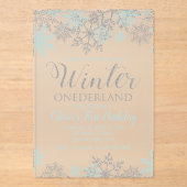 Winter Onederland Eerste dag Uitnodigingsblauw Acryl Uitnodigingen (Voorkant)