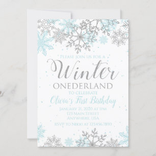 Winter Onederland Eerste dag Uitnodigingsblauw Kaart
