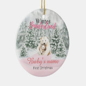 Winter Onederland Eerste Kerst Beren Bos Keramisch Ornament (Rechts)