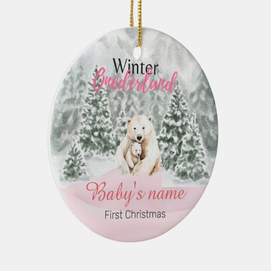 Winter Onederland Eerste Kerst Beren Bos Keramisch Ornament (Rechts)