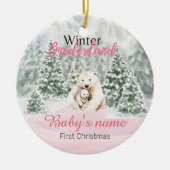 Winter Onederland Eerste Kerst Beren Bos Keramisch Ornament (Voorkant)