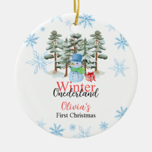 Winter Onederland Eerste Kerst Schattigee sneeuwma Keramisch Ornament