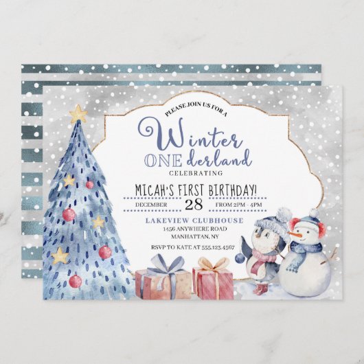 Winter Onederland Eerste Kerstdag Kaart (Voorkant / Achterkant)