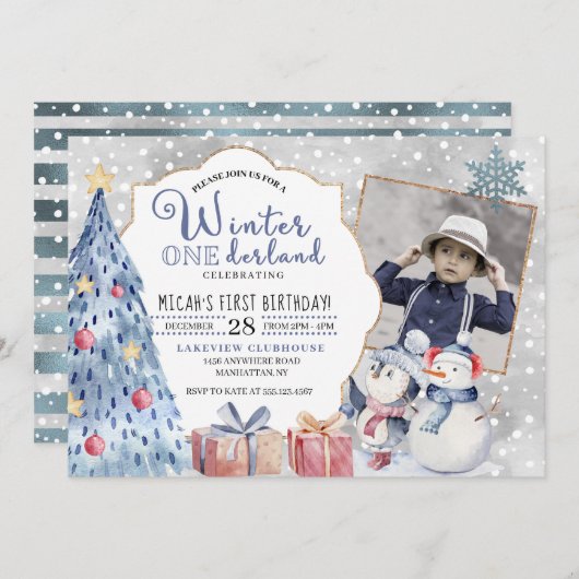 Winter Onederland Eerste Kerstdag Kaart (Voorkant / Achterkant)