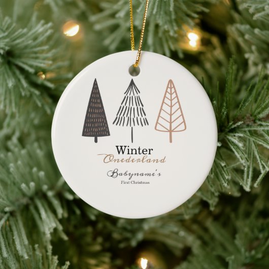 Winter Onederland Eerste Kerstmis Boho Minimalist Keramisch Ornament (Boom)