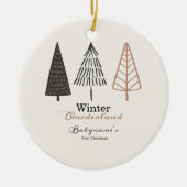 Winter Onederland Eerste Kerstmis Boho Minimalist Keramisch Ornament (Voorkant)