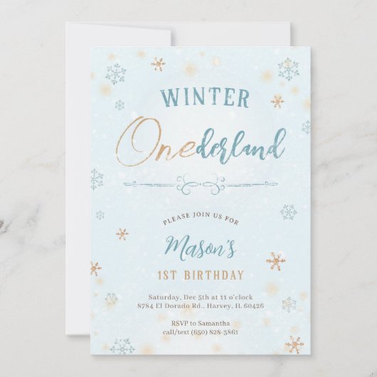 Winter Onederland Eerste Snowflake Boy 1e verjaard Kaart (Voorkant)