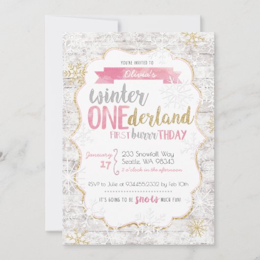 Winter Onederland Eerste uitnodiging op zaterdag (Voorkant)