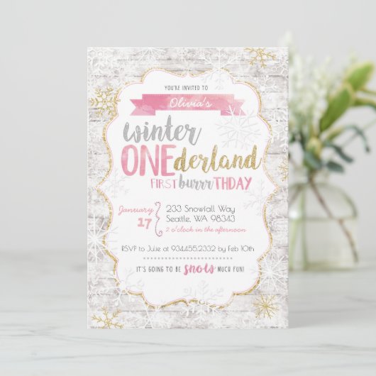 Winter Onederland Eerste uitnodiging op zaterdag (Staand voorkant)