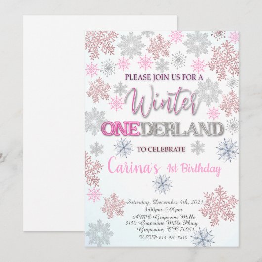 Winter Onederland Eerste uitnodiging op zaterdag (Voorkant / Achterkant)