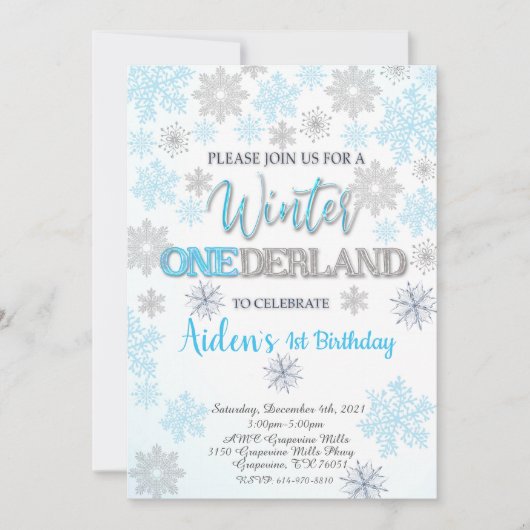 Winter Onederland Eerste uitnodiging op zaterdag (Voorkant)