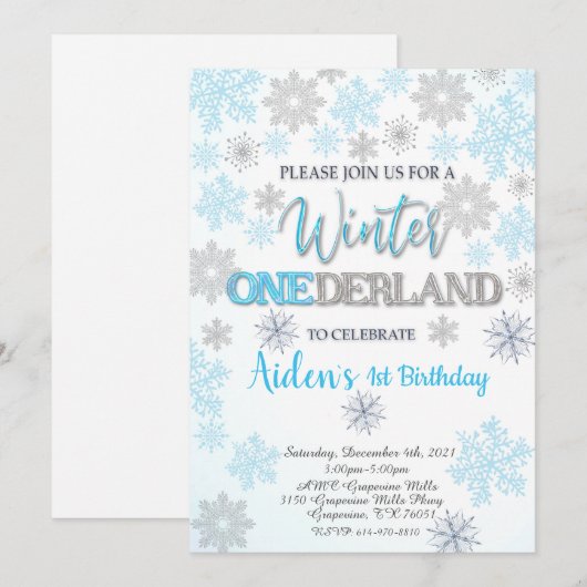 Winter Onederland Eerste uitnodiging op zaterdag (Voorkant / Achterkant)