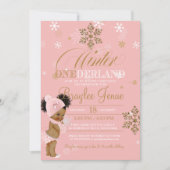 Winter Onederland Eerste Verjaardag Afro-Puffs Bab Kaart (Voorkant)