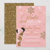 Winter Onederland Eerste Verjaardag Afro-Puffs Bab Kaart (Voorkant / Achterkant)