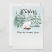 Winter Onederland Eerste Verjaardag Beer op Sleigh Kaart (Achterkant)