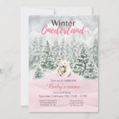 Winter Onederland Eerste Verjaardag Beer Sneeuwbos Kaart (Voorkant)