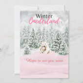 Winter Onederland Eerste Verjaardag Beer Sneeuwbos Kaart (Achterkant)