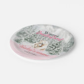 Winter Onederland Eerste Verjaardag Beer Sneeuwbos Papieren Bordje (Gekanteld)