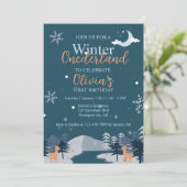 Winter Onederland Eerste Verjaardag besneeuwd bos Kaart (Staand voorkant)