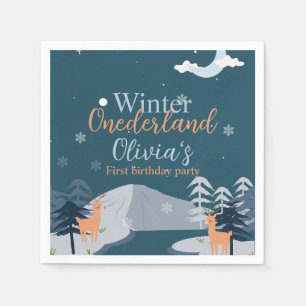 Winter Onederland Eerste Verjaardag besneeuwd bos Servet