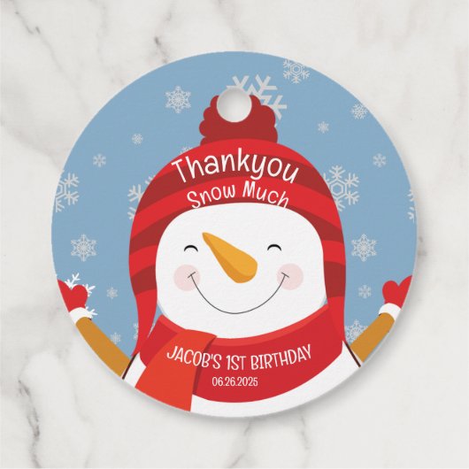 Winter Onederland eerste verjaardag blauw en zilve Bedankjes Labels (Achterkant)