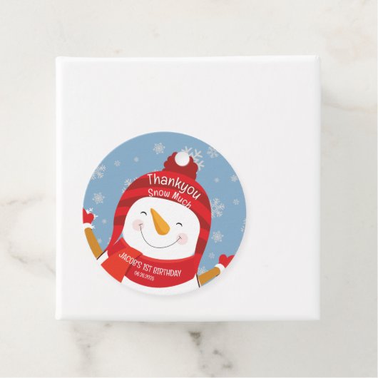 Winter Onederland eerste verjaardag blauw en zilve Bedankjes Labels (In situ)