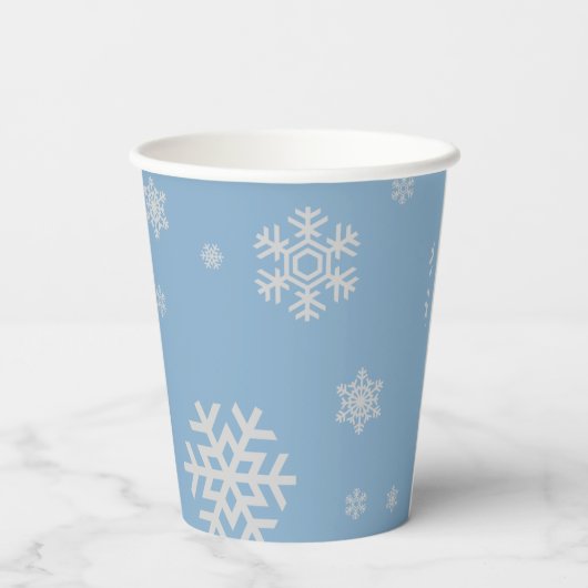 Winter Onederland eerste verjaardag blauw en zilve Papieren Bekers (Achterkant)