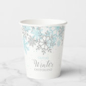 Winter Onederland eerste verjaardag blauw en zilve Papieren Bekers (Achterkant)