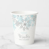 Winter Onederland eerste verjaardag blauw en zilve Papieren Bekers (Voorkant)